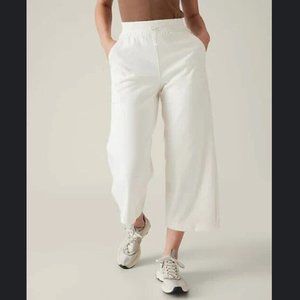 Athleta wide leg cropped cream white sweatpants